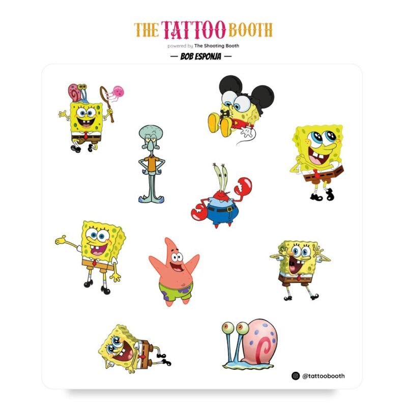 Plancha De Tatuajes Bob Esponja X10 Tattoos