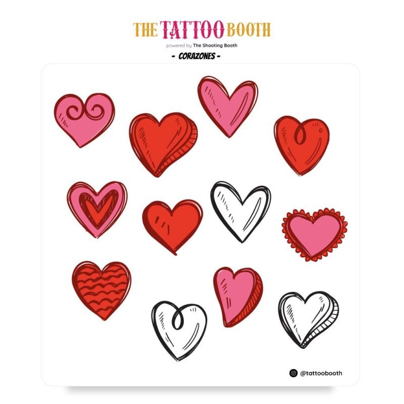 Tatuajes Temporales Corazones x12 Tattoos
