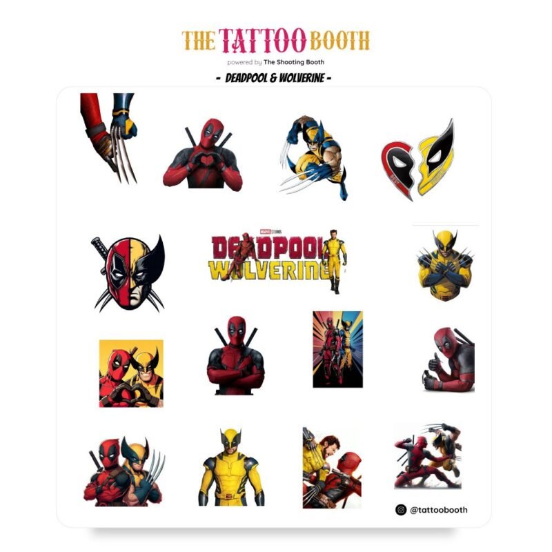 Tatuajes Temporales Deadpool & Wolverine x15 Tattoos