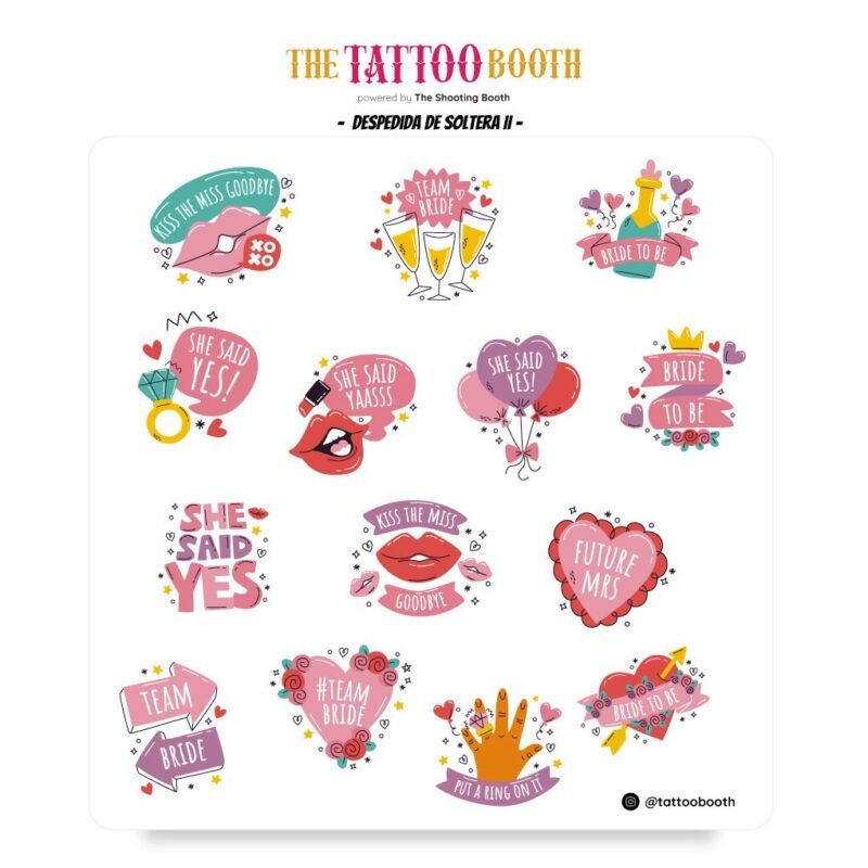 Tatuajes Temporales Despedida de Soltera ll x14 Tattoos