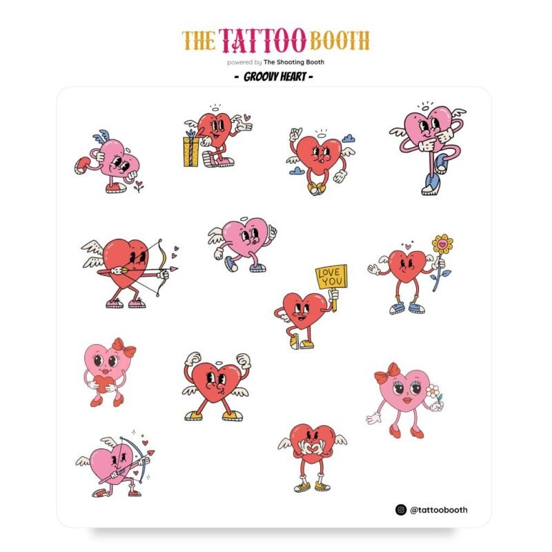 Tatuajes Temporales Groovy Heart   x13 Tattoos