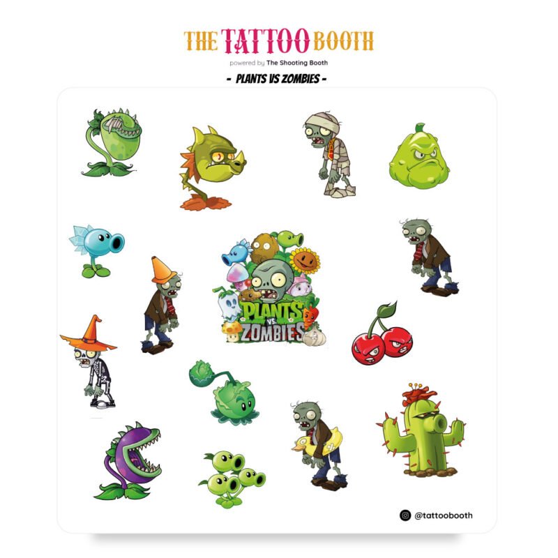 Tattoos Temporales Planta VS Zombies x 15 tattoos