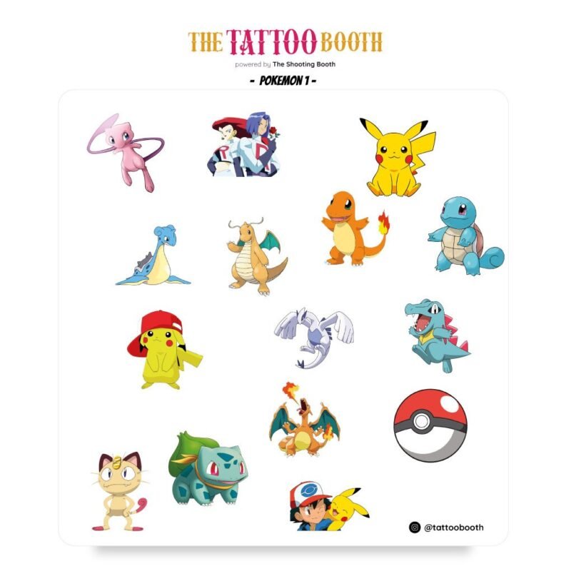 Tatuajes Temporales Pokemon I x15 Tattoos