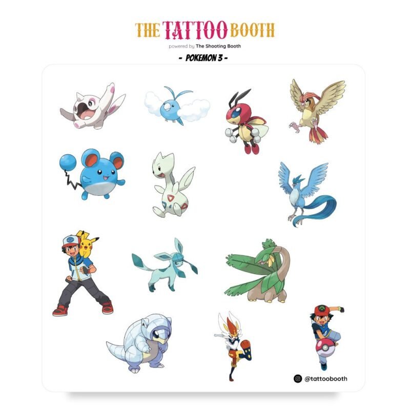 Tatuajes Temporales Pokemon III x13 Tattoos