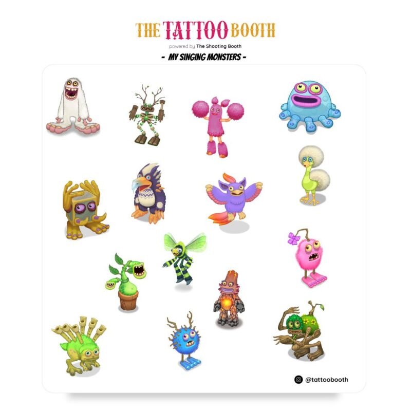 Tatuajes Temporales My Singing Monsters x14 Tattoos