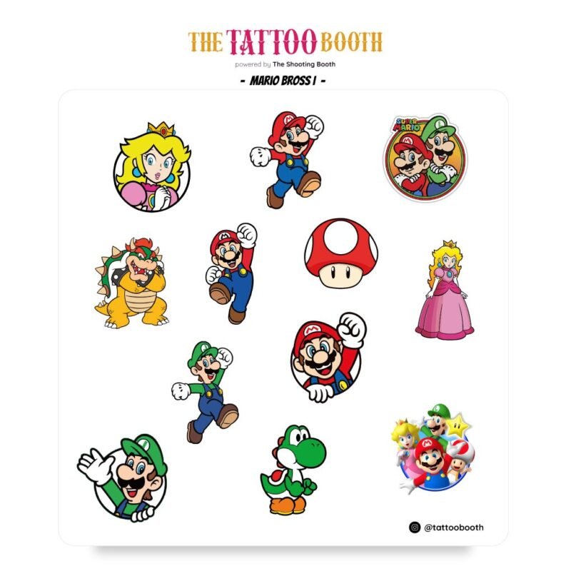 Tatuajes Temporales Mario Bros x12 Tattoos