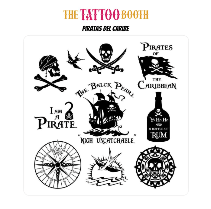 Tatuajes Temporales Piratas del Caribe x 10 Tattoos