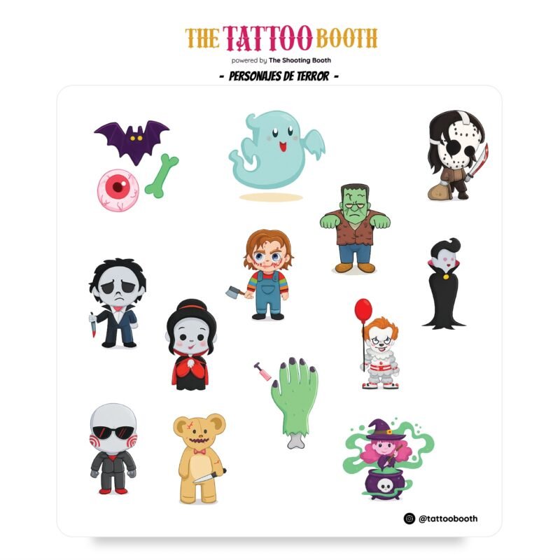 Tatuajes Temporales Personajes de terror x 13 Tattoos
