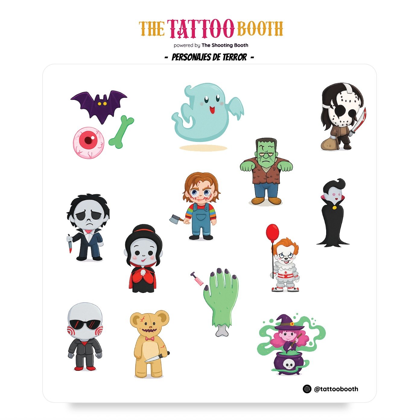 Tatuajes Temporales Personajes de terror x 13 Tattoos